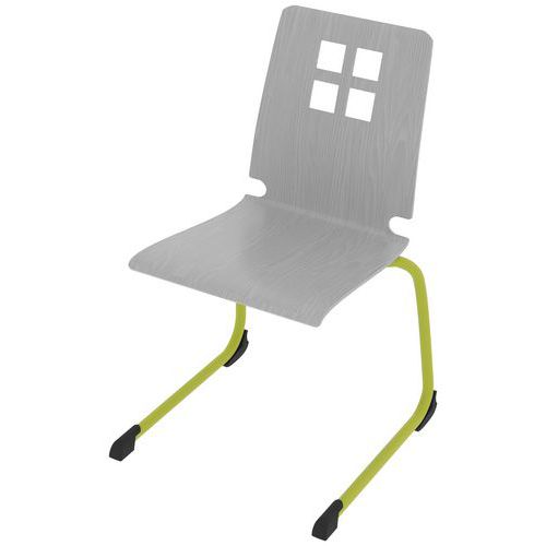 Chaise Coque Damier Piètement Luge Acier - Gris/vert Granny