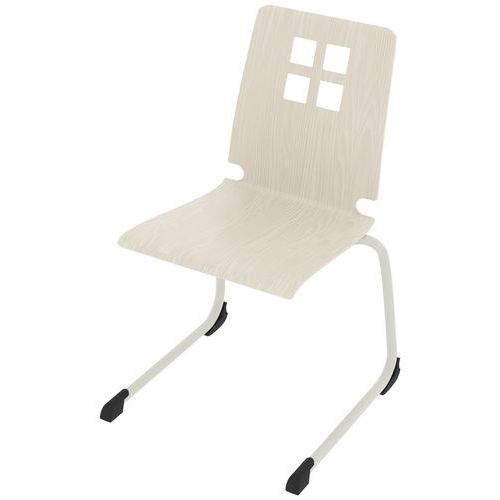 Chaise Coque Damier Piètement Luge Acier - Blanc Pastel/blanc