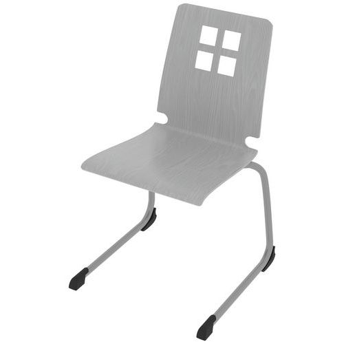 Chaise Coque Damier Piètement Luge Acier - Gris/gris Argent