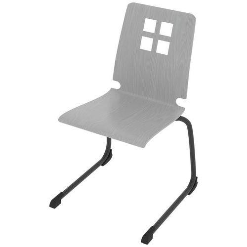 Chaise Coque Damier Piètement Luge Acier - Gris/carbone