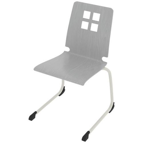 Chaise Coque Damier Piètement Luge Acier - Gris/blanc