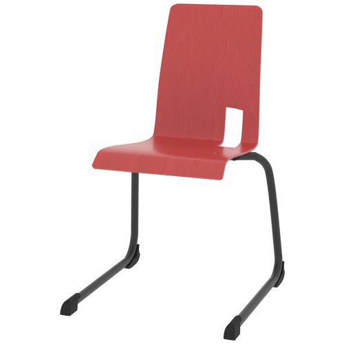 Chaise Coque Soda Piètement Luge Acier - Rouge Chinois/carbone