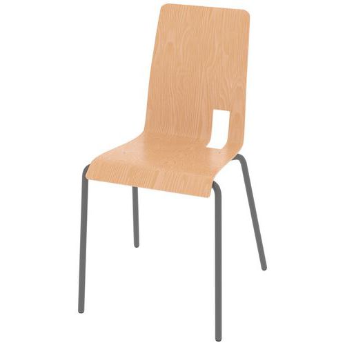 Chaise Coque Soda 4 Pieds Ixia Acier - Hêtre Naturel/gris Argent