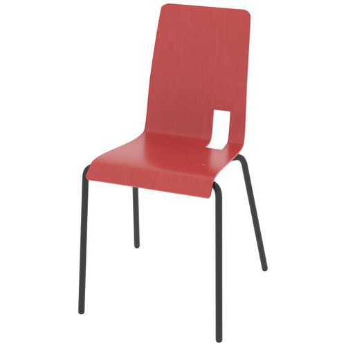 Chaise Coque Soda 4 Pieds Ixia Acier - Rouge Chinois/carbone