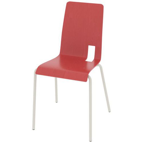 Chaise Coque Soda 4 Pieds Ixia Acier - Rouge Chinois/blanc