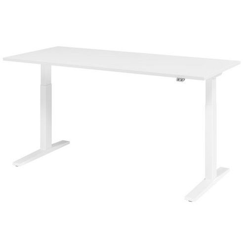 Hammerbacher - Bureau électrique XMKA12 - 180x80 cm Blanc - Hauteur réglable 70-120 cm - Ergonomique et Éco-responsable FSC