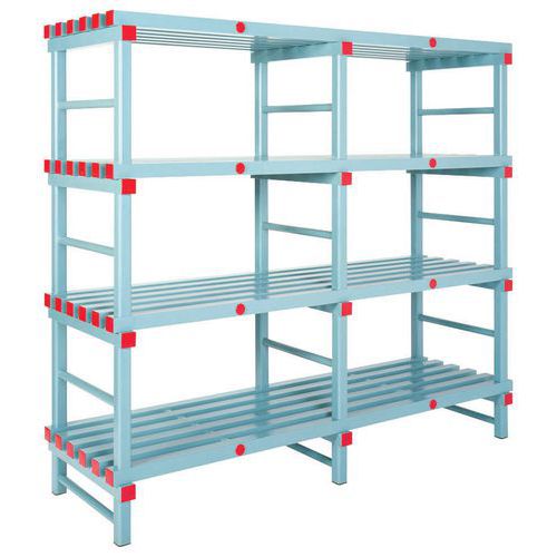 Rayonnage alimentaire plastique Poly-Store - Kit départ et suivant 1520x1500x400 mm