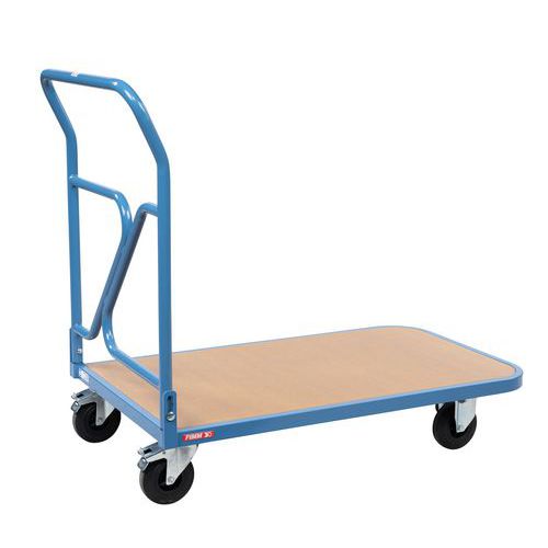 Chariot Plateau Bois Dos Rabattable Force 250 Kg Bleu