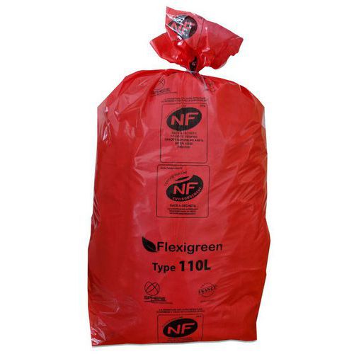 Sac Poubelle Recyclable - Déchets Dangeureux - 110l - Rouge