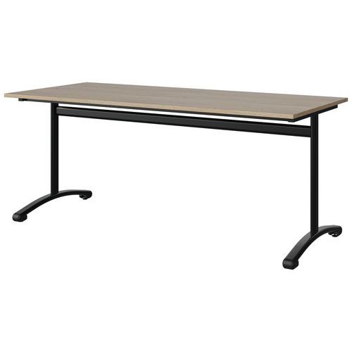 Table Malibu 180x80 T6 Dl Stra Abs Chêne 1146/noir 9005