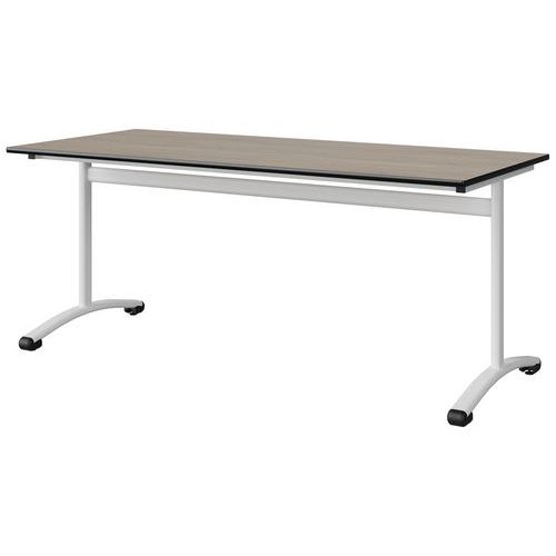 Table Malibu 180x80 T6 Dl Str Antib Chêne 1146/noir Blc 9016