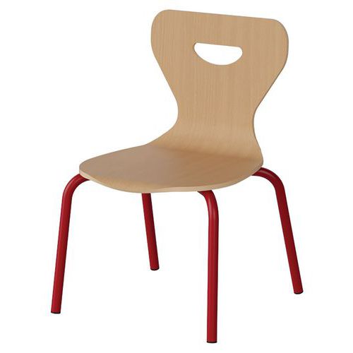 Chaise Malibu 4p - T1 - Coque Hêtre / Acier Rouge 3020