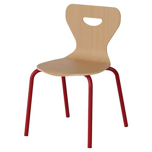 Chaise Malibu 4p - T2 - Coque Hêtre / Acier Rouge 3020