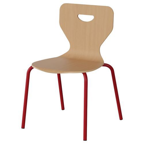 Chaise Malibu 4p - T3 - Coque Hêtre / Acier Rouge 3020