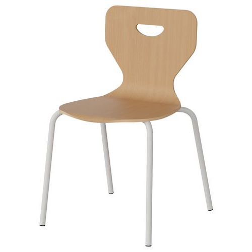 Chaise Malibu 4p - T4 - Coque Hêtre / Acier Blanc 9016