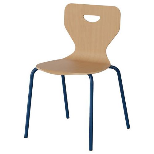 Chaise Malibu 4p - T4 - Coque Hêtre / Acier Bleu 5005