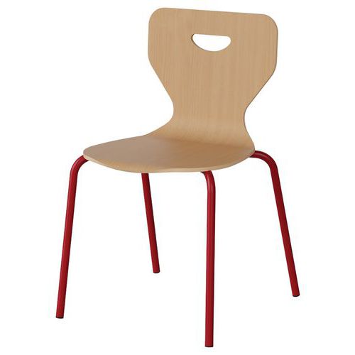 Chaise Malibu 4p - T4 - Coque Hêtre / Acier Rouge 3020