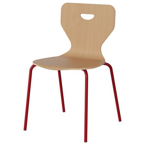 Chaise Malibu 4p - T5 - Coque Hêtre / Acier Rouge 3020