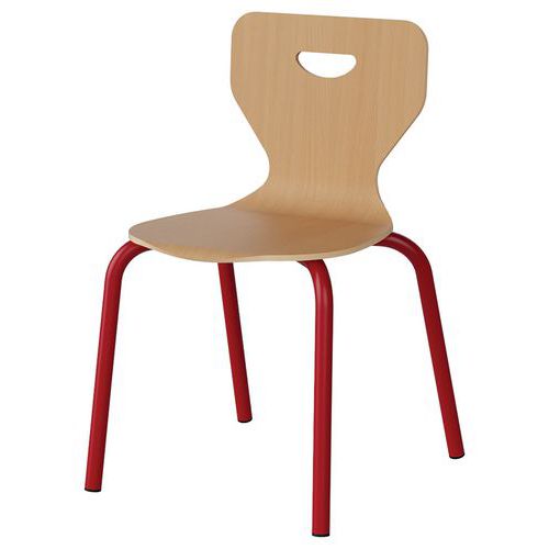 Chaise Malibu 4p - T4 - Coque Hêtre / Alu Rouge 3020