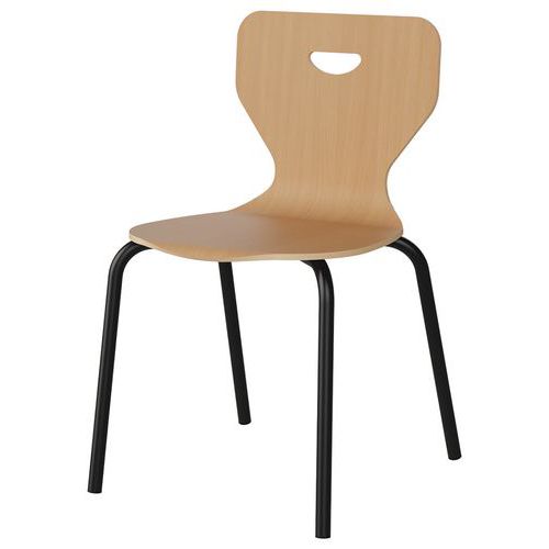 Chaise Malibu 4p - T5 - Coque Hêtre / Alu Noir 9005