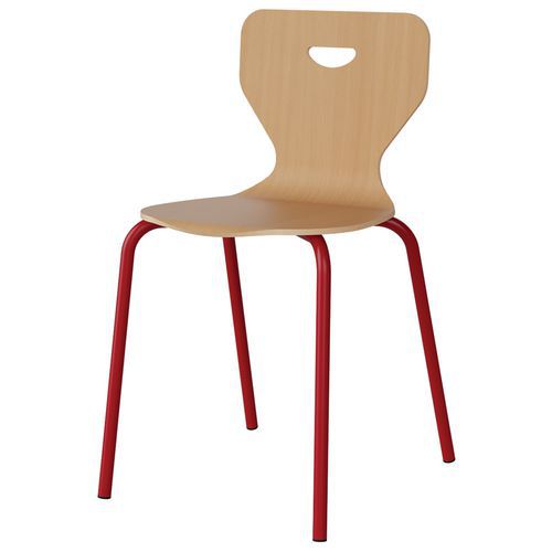 Chaise Malibu 4p - T7 - Coque Hêtre / Alu Rouge 3020