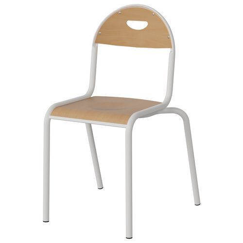 Chaise Malibu 4p T6 - Ass/dos Hêtre / Alu Blanc 9016