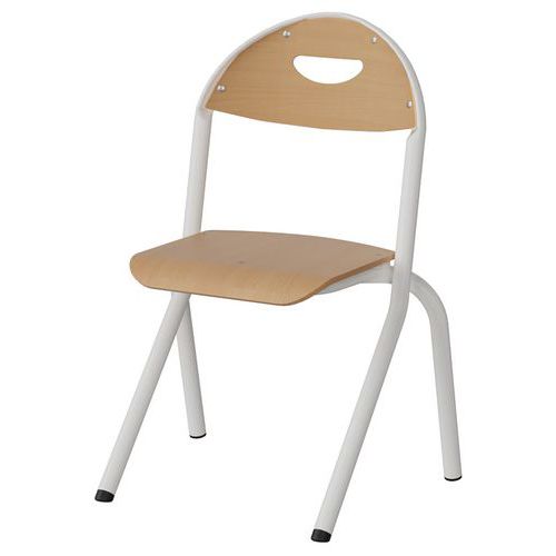 Chaise Malibu Ast - T2 - Ass/dos Hêtre / Acier Blanc 9016