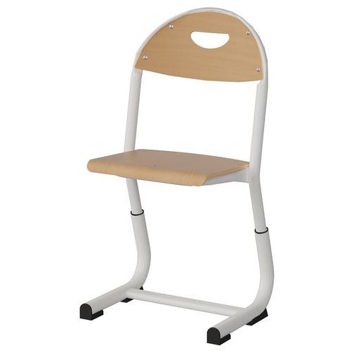 Chaise Malibu Ast Rég T1/t3 Ass/dos Hêtre - Acier Blanc 9016