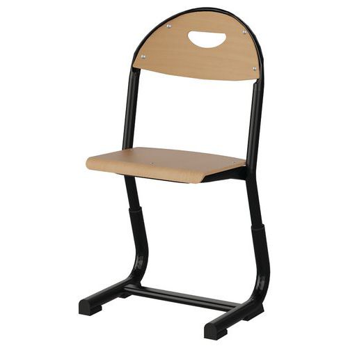 Chaise Malibu Ast Rég. T1/t3 Ass/dos Hêtre - Acier Noir 9005