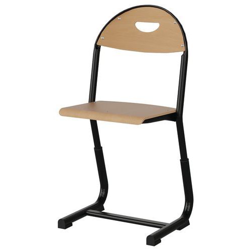 Chaise Malibu Ast Rég. T3/t5 Ass/dos Hêtre - Acier Noir 9005