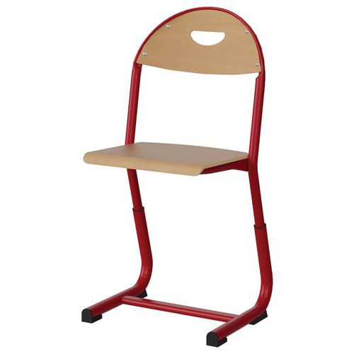 Chaise Malibu Ast Rég T3/t5 Ass/dos Hêtre - Acier Rouge 3020