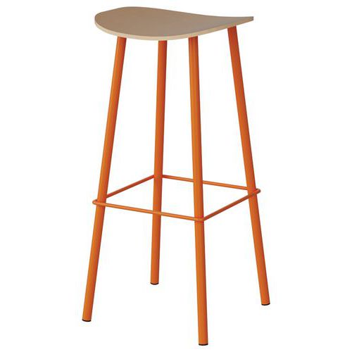 Tabouret Malibu Assise Hêtre Piètement Acier Orang 1028