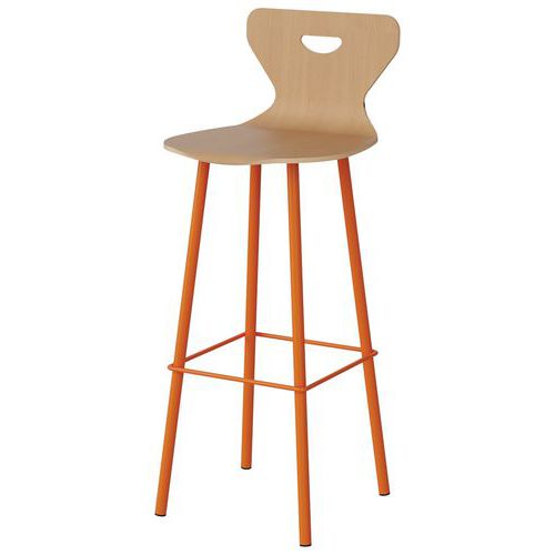 Tabouret Malibu Coque Hêtre Piètement Acier Orang 1028