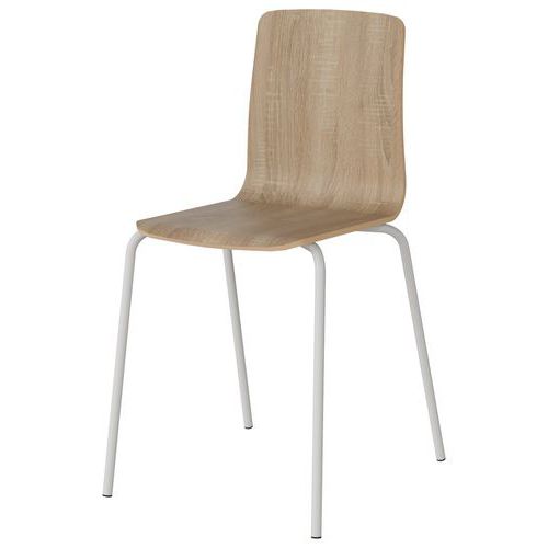 Chaise Malibu 4p T7 Coque Chêne Bard 1146 / Acier Blanc 9016