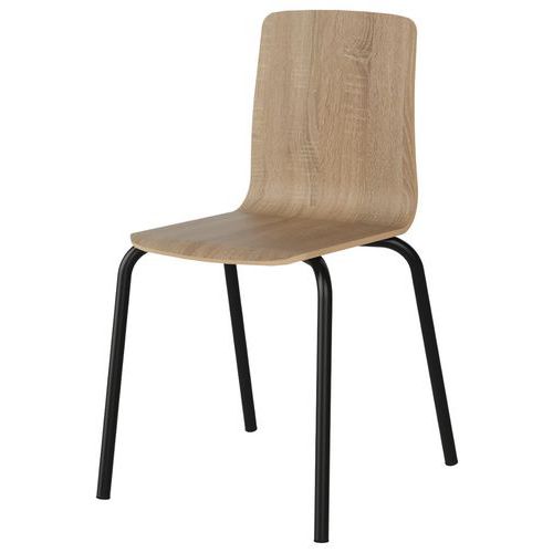 Chaise Malibu 4p T6 Coque Chêne Bard 1146 / Alu Noir 9005