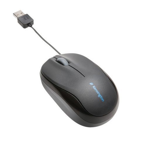 Kensington - Souris Pro Fit Rétractable Filaire Optique Noire USB 2.0 - Emballage Recyclable