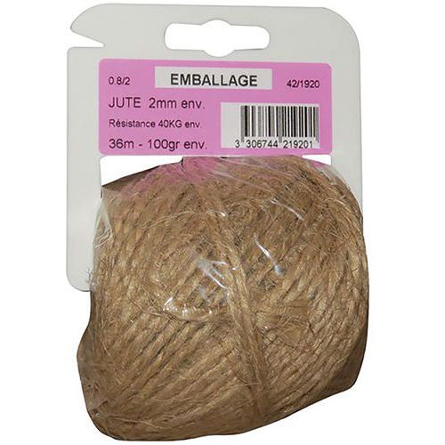 Ficelle de jute 100g - Idéale pour cercler objets de moyen volume - Qualité naturelle