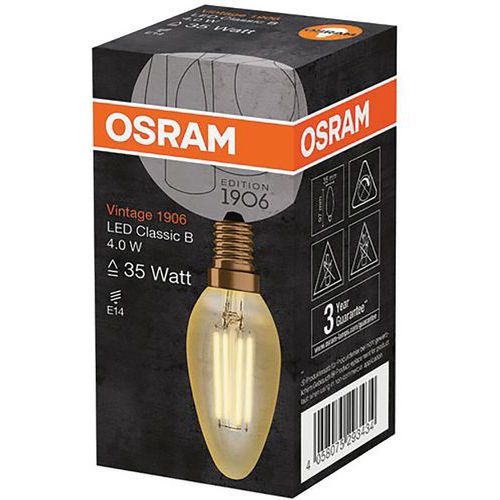 Led Flamme Ed.1906 Clair Filament Or 4w Éq 34 E14 Chaud