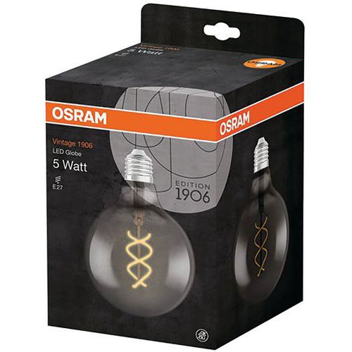 Led Globe Ed.1906 125mm Clair Fil Spiral Smoke 5w15 E27