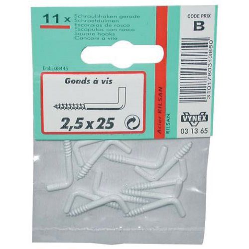 Gond à Vis Rilsanisé Blanc 2.5x25 Sc X11