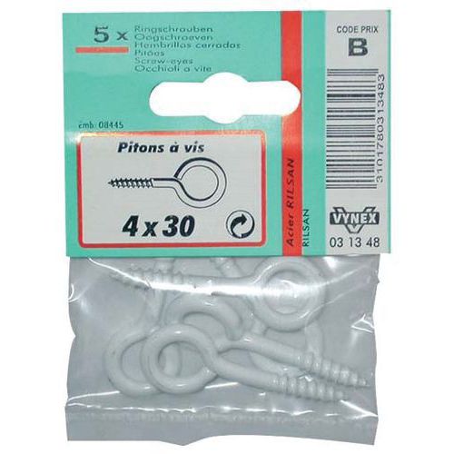 Piton à Vis Rilsanisé Blanc 3x16 Sc X10