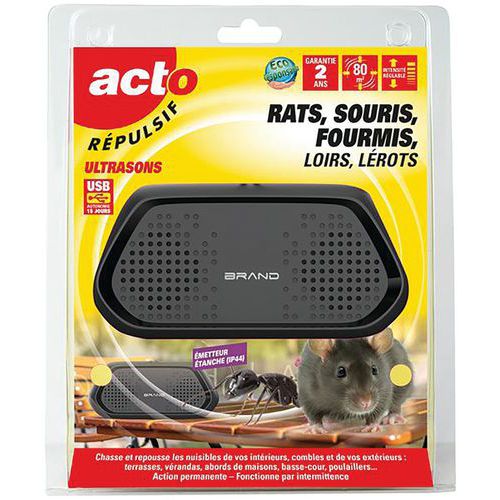 Acto Répulsif Ultrasons Rats Souris Fourmis Loirs Lérots
