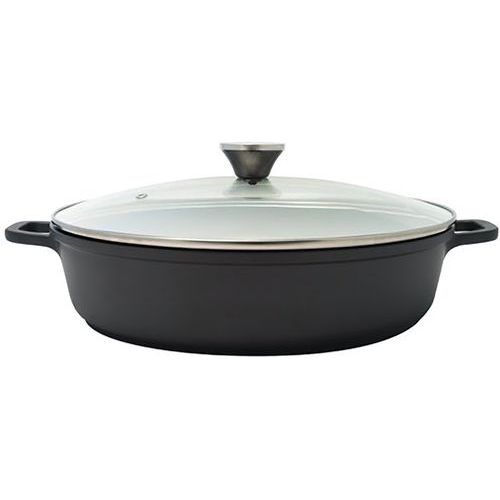 Cocotte Mijoteuse Basse 32cm 5l + Couvercle En Verre