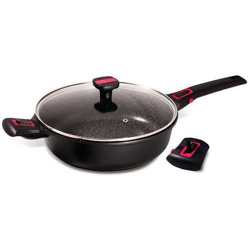 Sauteuse + Couvercle + Manche + 2 Anses Granit Pro 28cm