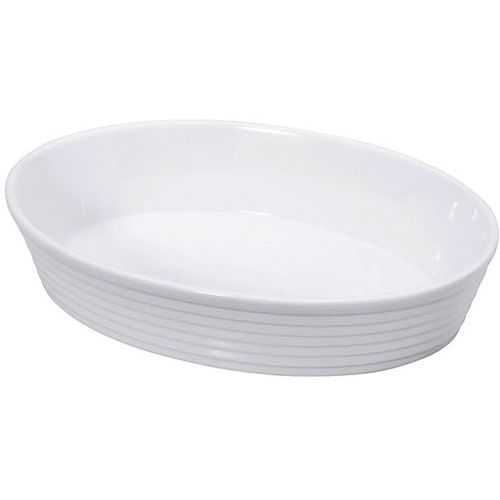 Plat à Four Ovale 35cm En Porcelaine Blanche