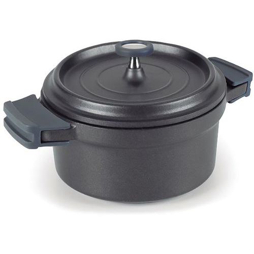 Cocotte Fonte Alu Revêtue Noire Ronde 28cm