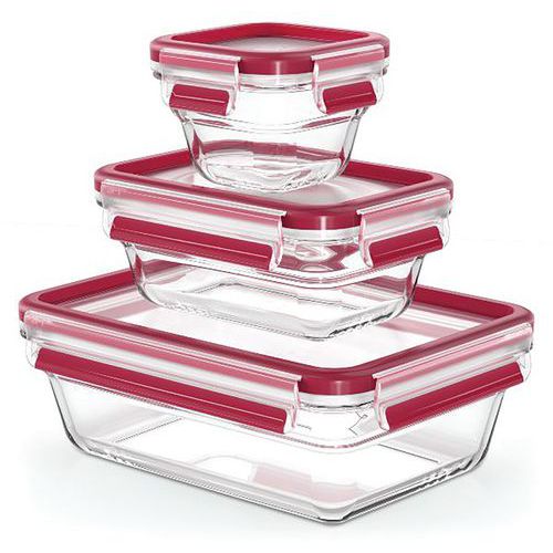 Boite Clip Close Lot De 3: 018l+045l+13l Rouge