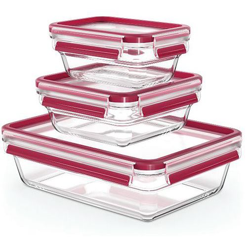 Clip Close Verre Lot 3 Boites 0.45+0.8+2l Rouge