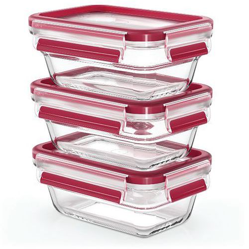 Boite Clip Close Rect 045l Rouge Lot De 3