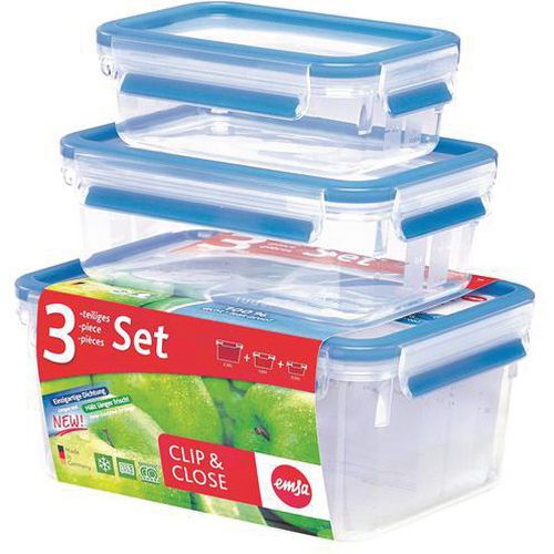 Boîte Hermétique. X3 Clip And Close 0.55l / 1l/ 2.3l